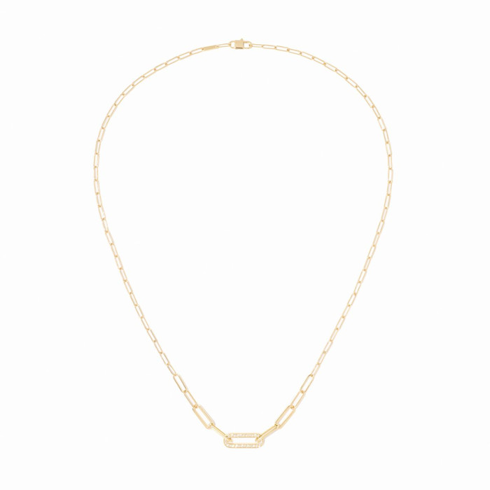 Collier Maillon petit modèle or jaune et diamants
