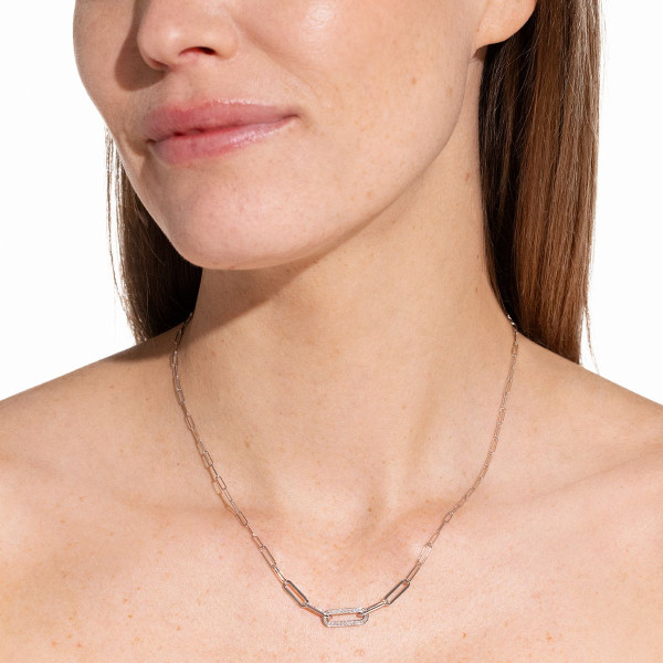Collier Maillon petit modèle or blanc et diamants