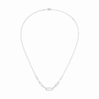 Collier Maillon petit modèle or blanc et diamants