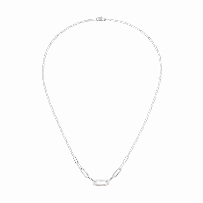 Collier Maillon petit modèle or blanc et diamants