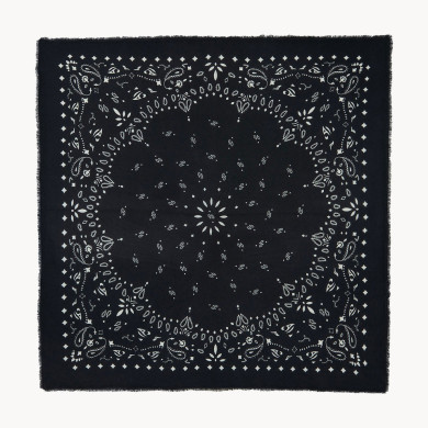 Bandana XL Chiko noir - Très grand bandana cachemire imprimé - Kujten