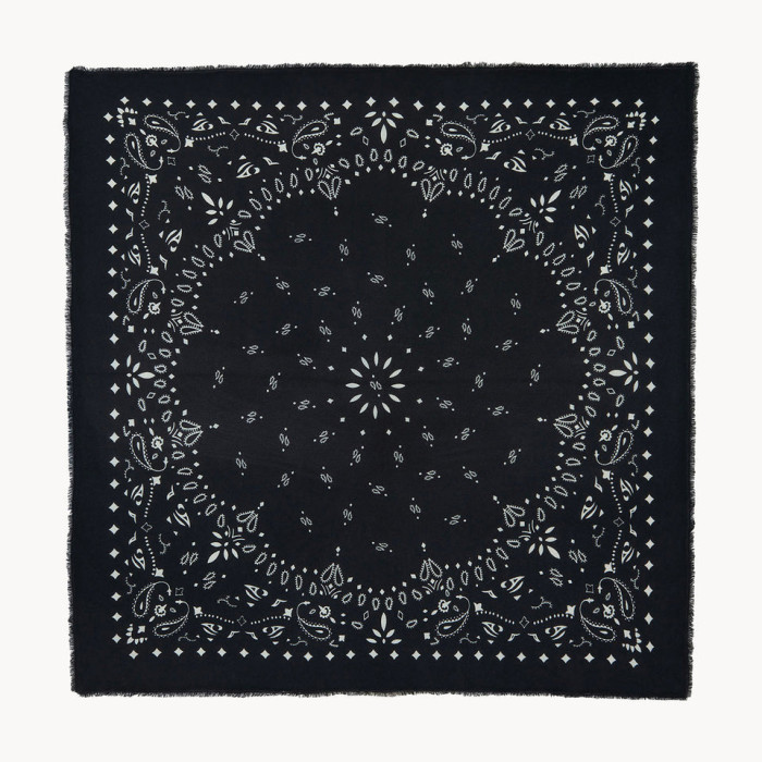 Bandana XL Chiko noir - Très grand bandana cachemire imprimé - Kujten