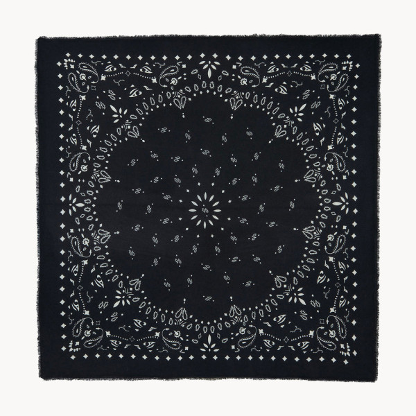 Bandana XL Chiko noir - Très grand bandana cachemire imprimé - Kujten