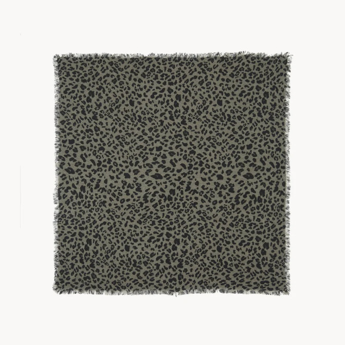 Grand Bandana Hachiko Leopard kaki chiné - Kujten