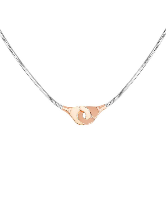 Menottes necklace in pink gold and silver