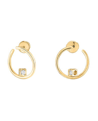 Le Cube Dinh Van Yellow Gold & Diamonds Hoops