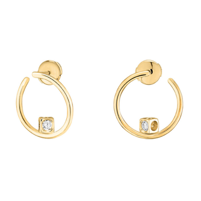 Le Cube Dinh Van Yellow Gold & Diamonds Hoops