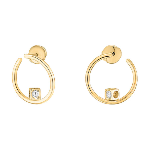 Le Cube Dinh Van Yellow Gold & Diamonds Hoops Le Cube Dinh Van Yellow Gold & Diamonds Hoops