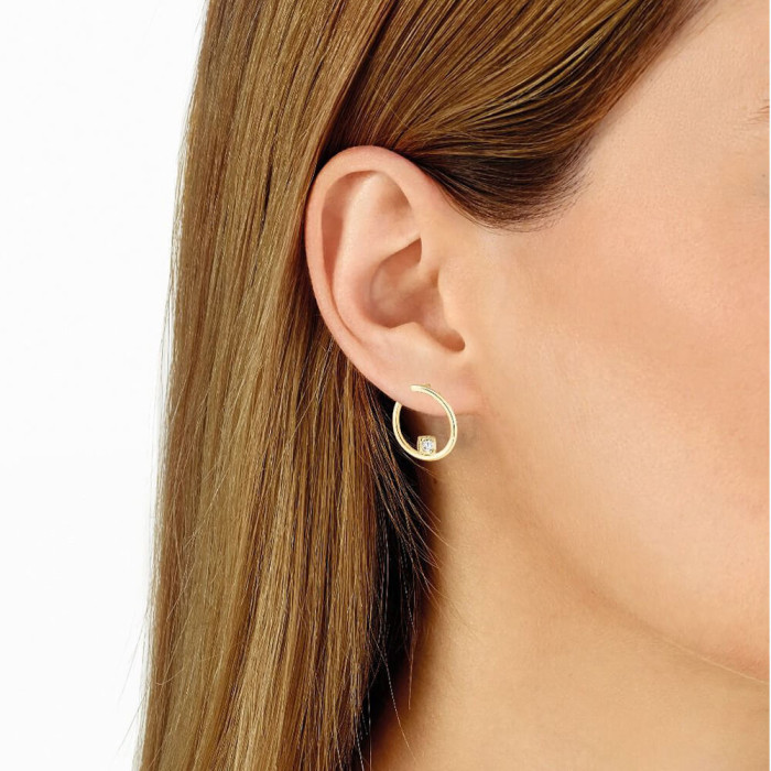 Le Cube Dinh Van Yellow Gold & Diamonds Hoops