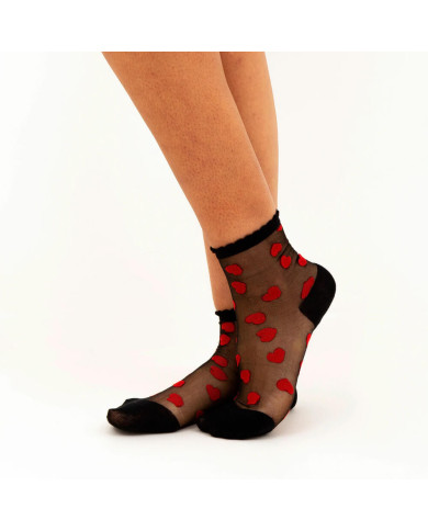 Black socks with heart jacquards