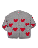Grey cardigan with red hearts - Size M