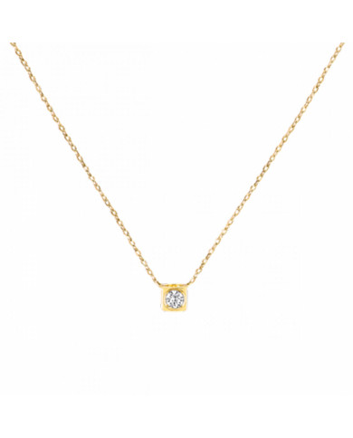 Necklace Le Cube medium model - Yellow gold and diamonds