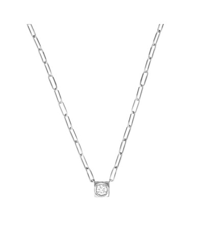 Le Cube Diamond necklace large model - White gold & diamond