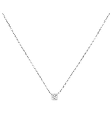 Le Cube Diamond necklace small model - White gold & diamond