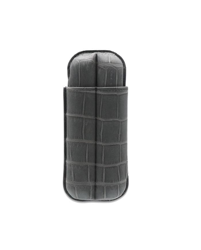 Wide Churchill 2 Cigar Case - Grey