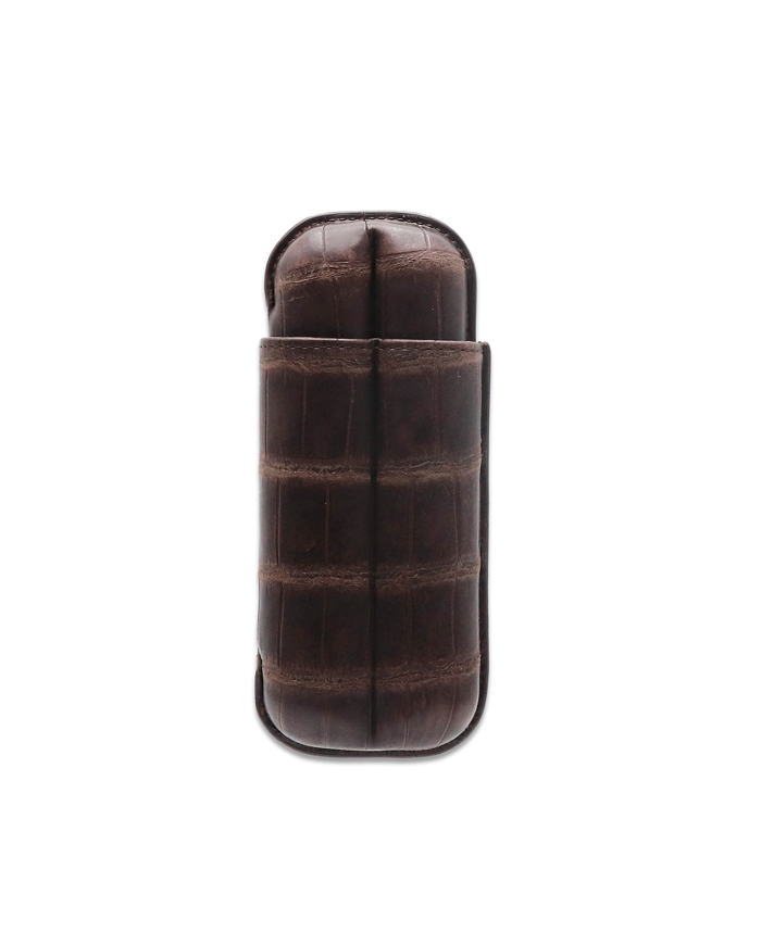 Wide Churchill 2 Cigar Case - Brown